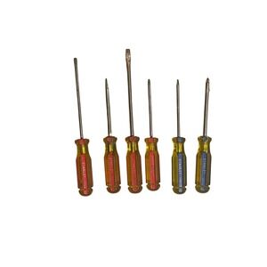 Vintage Stanley Screwdriver Set 6 Piece USA Yellow Acetate Handle Flat Phillips